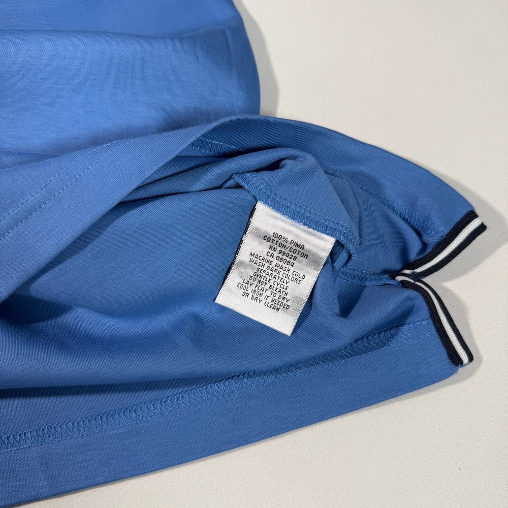Bugatchi Mens Classic Blue 100% Pima Cotton Short Sleeve Polo Shirt Medium NWT - Picture 6 of 10